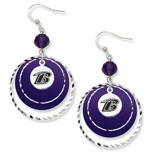 Baltimore Ravens Game Day Earrings W/ Violet Bead
