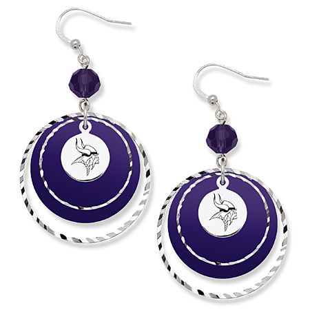 Minnesota Vikings Game Day Earrings W/ Violet Bead