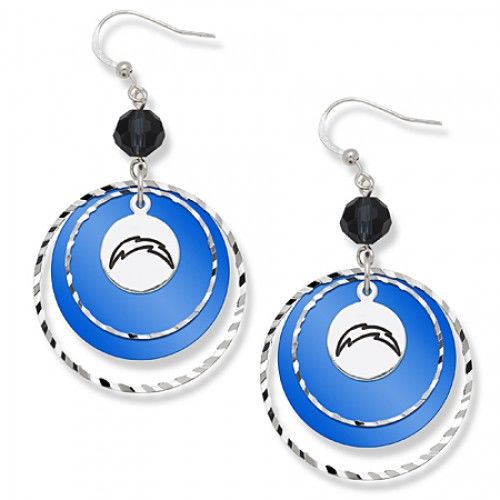 San Diego Chargers Game Day Earrings W/ Black Bead
