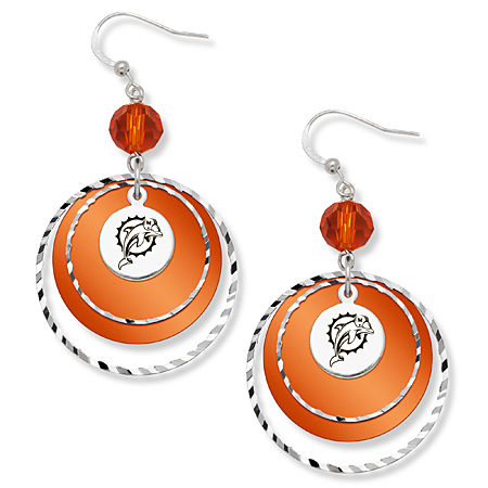 Miami Dolphins Game Day Earrings W/ Orange Bead