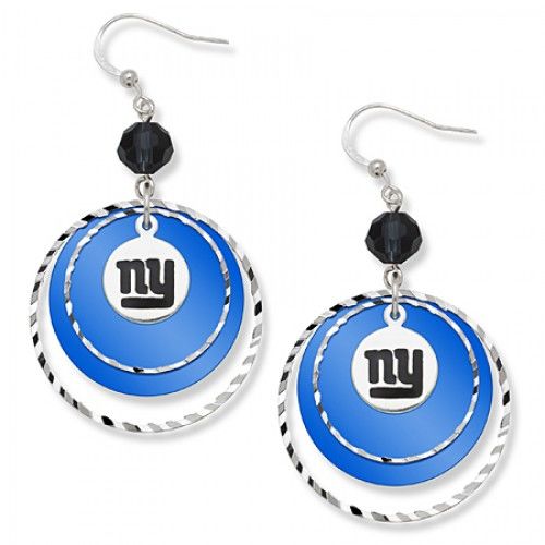 New York Giants Game Day Earrings W/ Black Bead