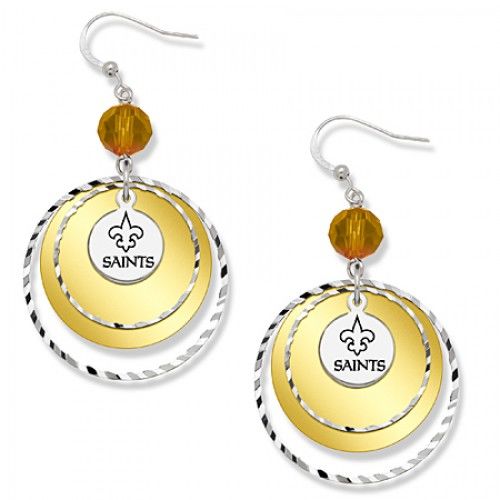 New Orleans Saints Game Day Earrings W/ Orange Bead