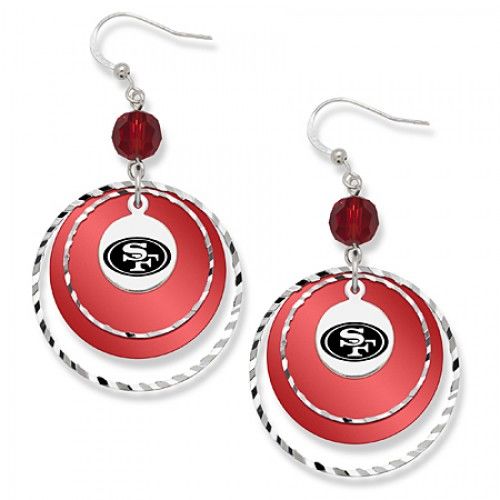 San Francisco 49ers Game Day Earrings W/ Red Bead