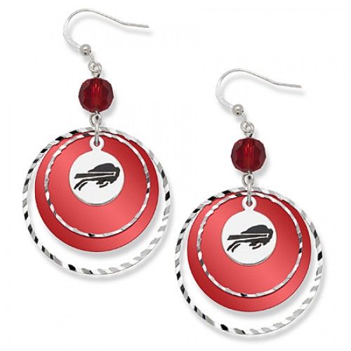 Buffalo Bills Game Day Earrings W/ Red Bead