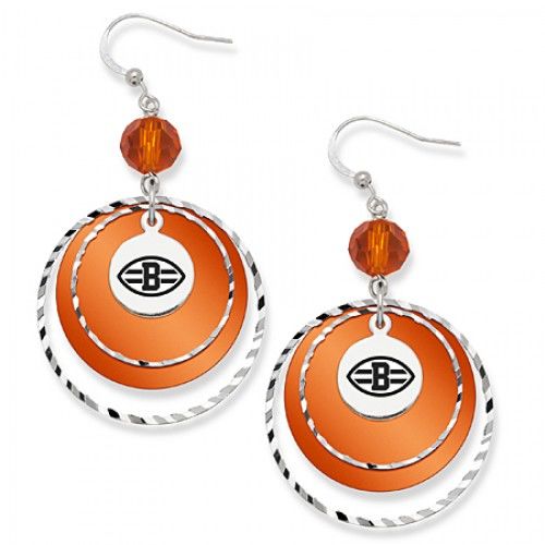 Cleveland Browns Game Day Earrings W/ Orange Bead
