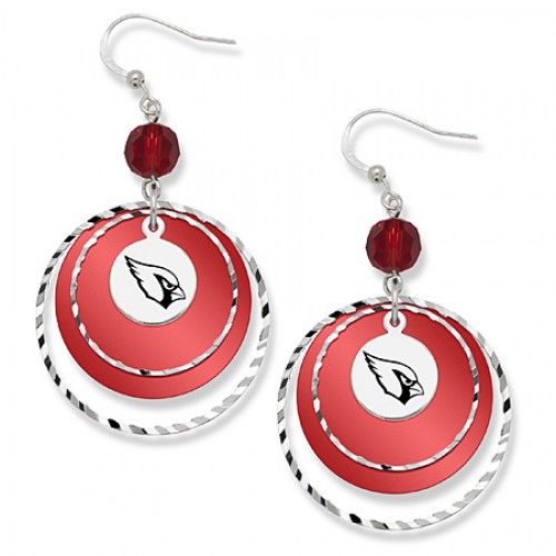 Arizona Cardinals Game Day Earrings W/ Red Bead
