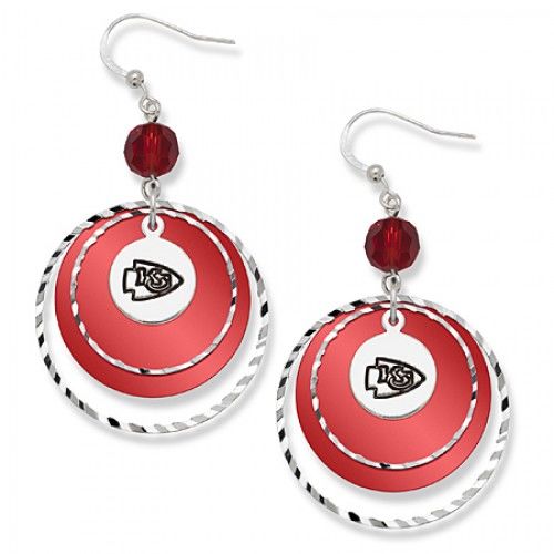 Kansas City Chiefs Game Day Earrings W/ Red Bead