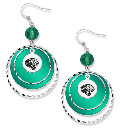 Jacksonville Jaguars Game Day Earrings W/ Green Bead