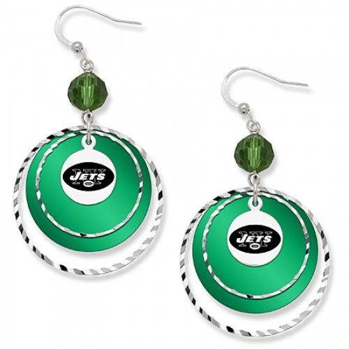New York Jets Game Day Earrings W/ Green Bead