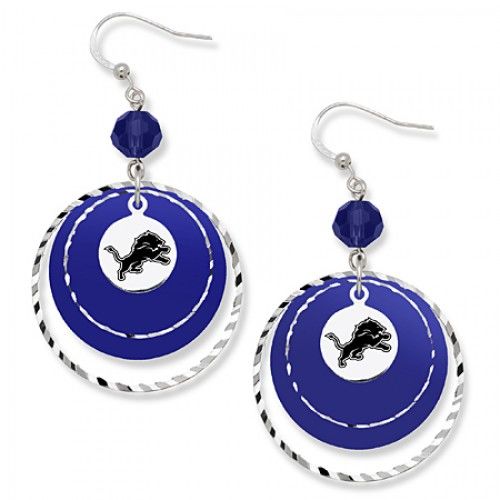 Detroit Lions Game Day Earrings W/ Blue Bead