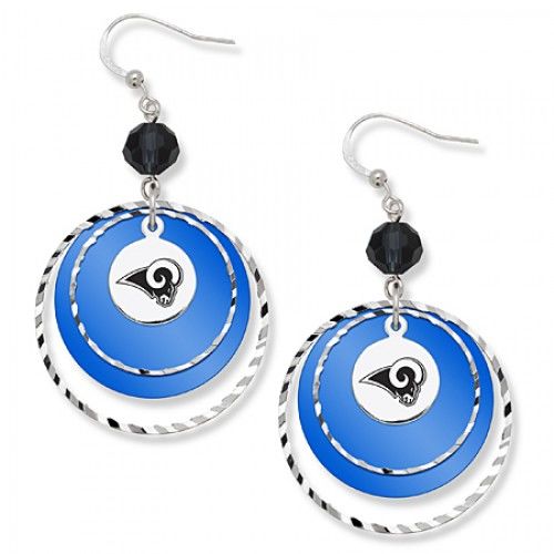 St. Louis Rams Game Day Earrings W/ Black Bead