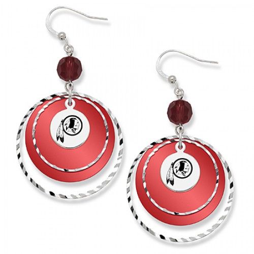 Washington Redskins Game Day Earrings W/ Red Bead