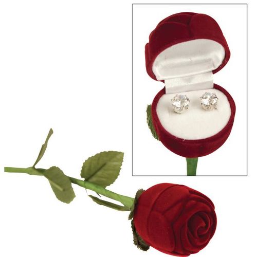 Premium Cubic Zirconia Earrings & Long Stem Rose Case Pack 100