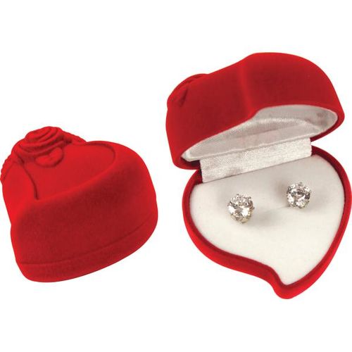 Premium Cubic Zirconia Earrings with Heart Case Pack 360
