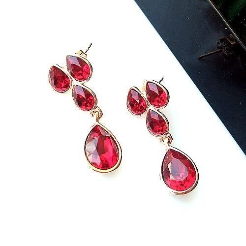 Yula Deep Blue Silver Crystal Earring Dangling Set for Weddings