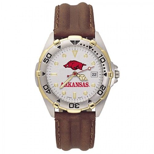 Mens All Star University Arkansas Leather Watch