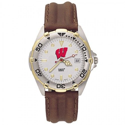 Men'S All Star University Wisconsin ""W"" Leather Watch