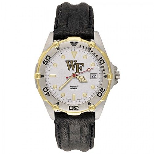 Mens All  Wake Forest University Leather Watch