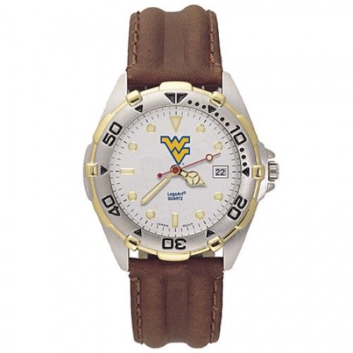 Mens All  West Virginia University Leather Watch