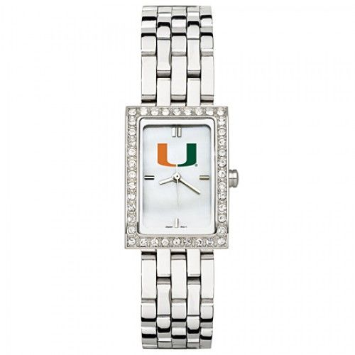 University of Miami Watch - Stainless Steel & Cz