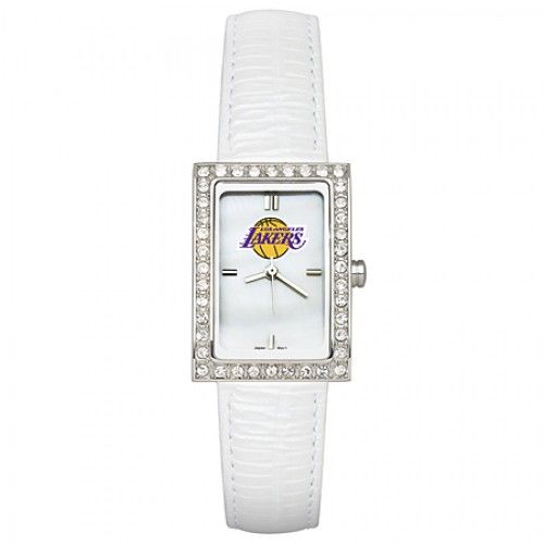White Leather Los Angeles Lakers Watch with Cz Frame