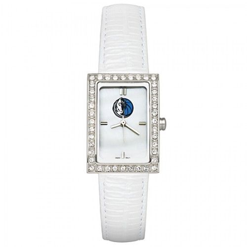 White Leather Dallas Mavericks Watch with Cz Frame