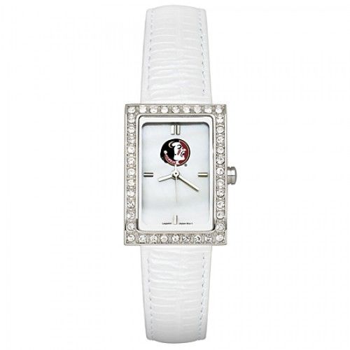 White Leather Florida State University Watch - Cz Frame