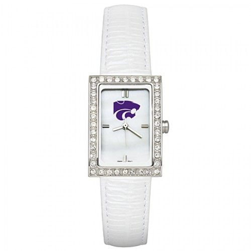 White Leather Kansas State University Watch W/ Cz Frame