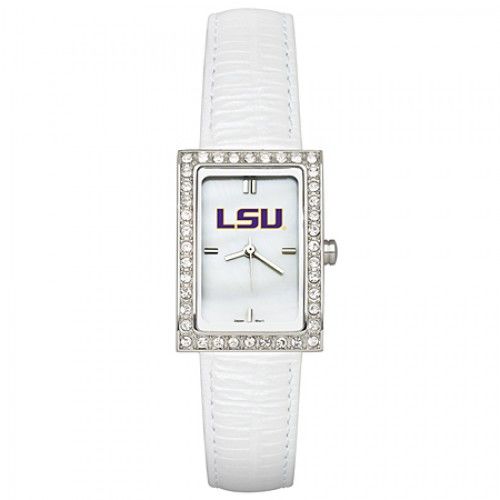 White Leather Louisiana State University Watch Cz Frame