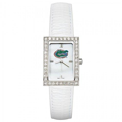 White Leather University of Florida Watch with Cz Frame