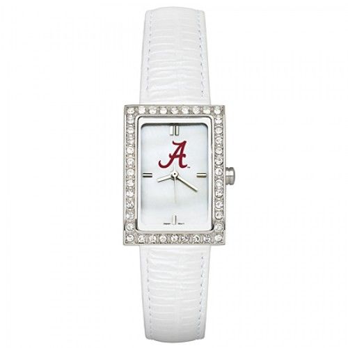 White Leather University of Alabama Watch with Cz Frame