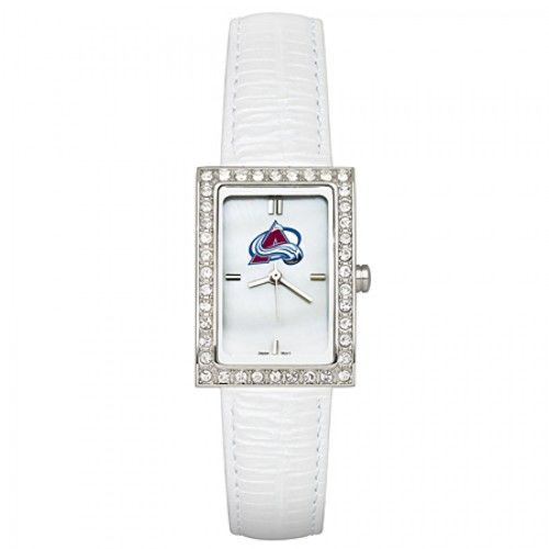 White Leather Colorado Avalanche Watch with Cz Frame