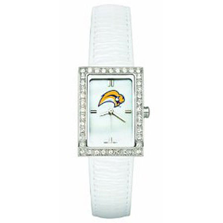 White Leather Buffalo Sabres Watch with Cz Frame