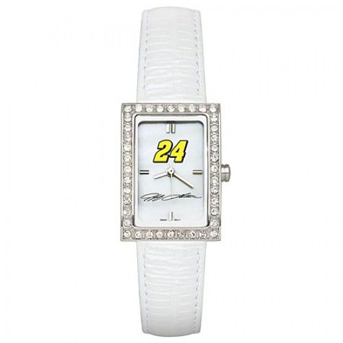 White Leather Nascar #24 Jeff Gordon Watch - Cz Frame