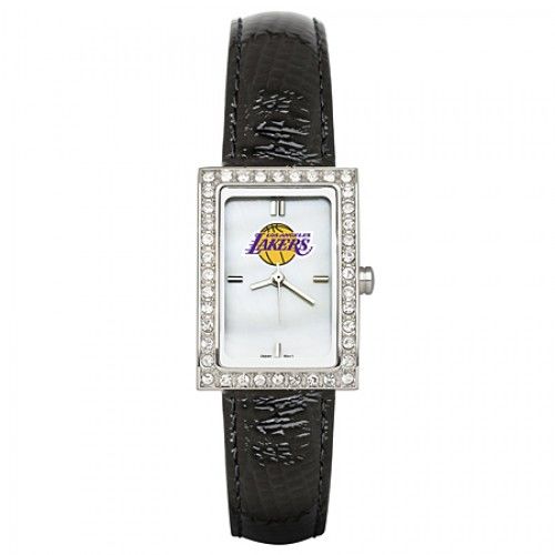 Black Leather Los Angeles Lakers Watch with Cz Frame