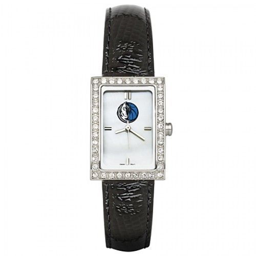 Black Leather Dallas Mavericks Watch with Cz Frame