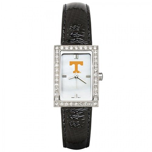 Black Leather University of Tennessee Watch W/ Cz Frame