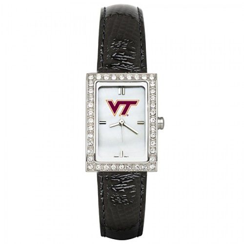 Black Leather Virginia Tech University Watch Cz Frame