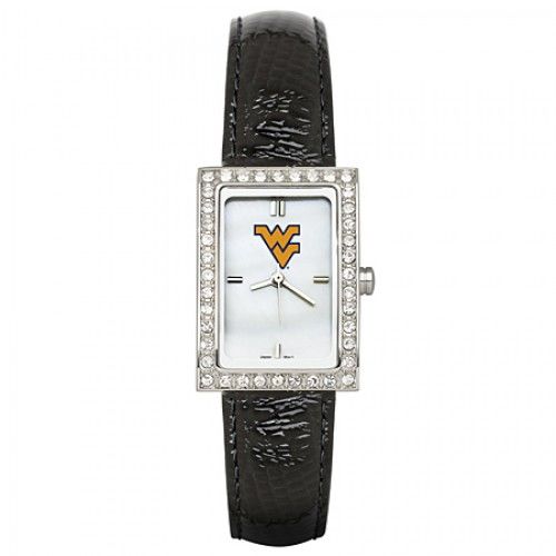Black Leather West Virginia University Watch - Cz Frame