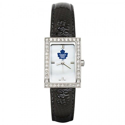 Black Leather Toronto Maple Leafs Watch with Cz Frame
