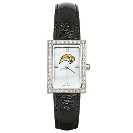 Black Leather Buffalo Sabres Watch with Cz Frame