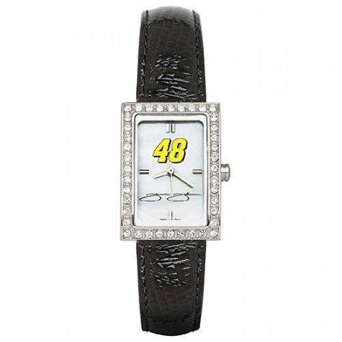 Black Leather Nascar #48 Jimmie Johnson Watch Cz Frame