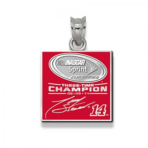 Sterling Silver 3x Champ Tony Stewart Pendant - Red