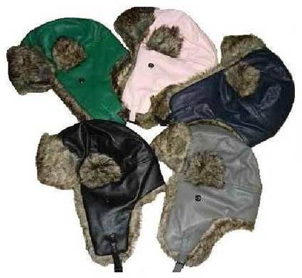 Prem. Fur Lined Ear Cover Hats w/ Leather Exterior Case Pack 24
