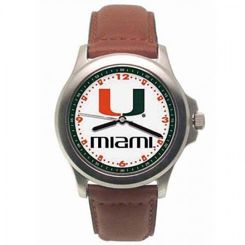 Men'S University of Miami Watch with Logo in Stainless Steel - Buckles