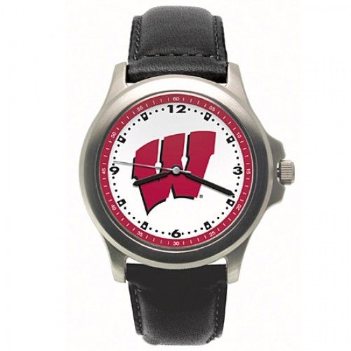 Men'S University of Wisconsin Watch with Logo in Stainless Steel - Buckles