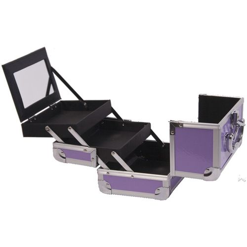 Purple Makeup Train Case W/Mirror Case Pack 12