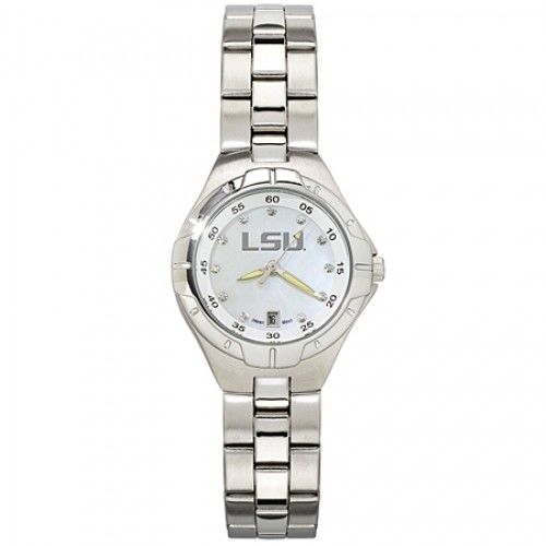 Cz Lsu Logo Louisiana State University Watch in Stainless Steel - Fold Over