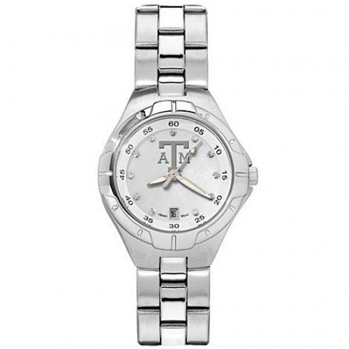 Mother of Pearl & Cz Tam Logo Texas a&M University Watch in Stainless Steel