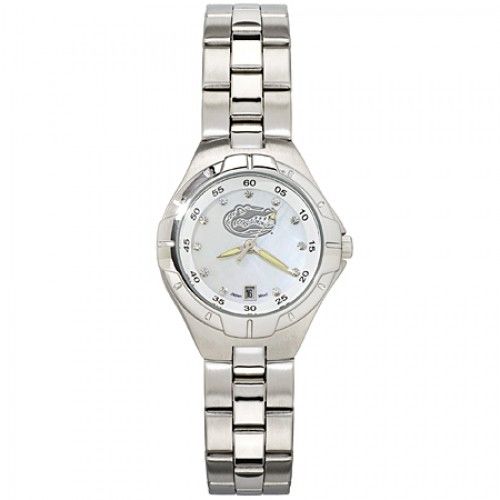 Mother of Pearl & Cz University of Florida Watch W/ Logo in Stainless Steel